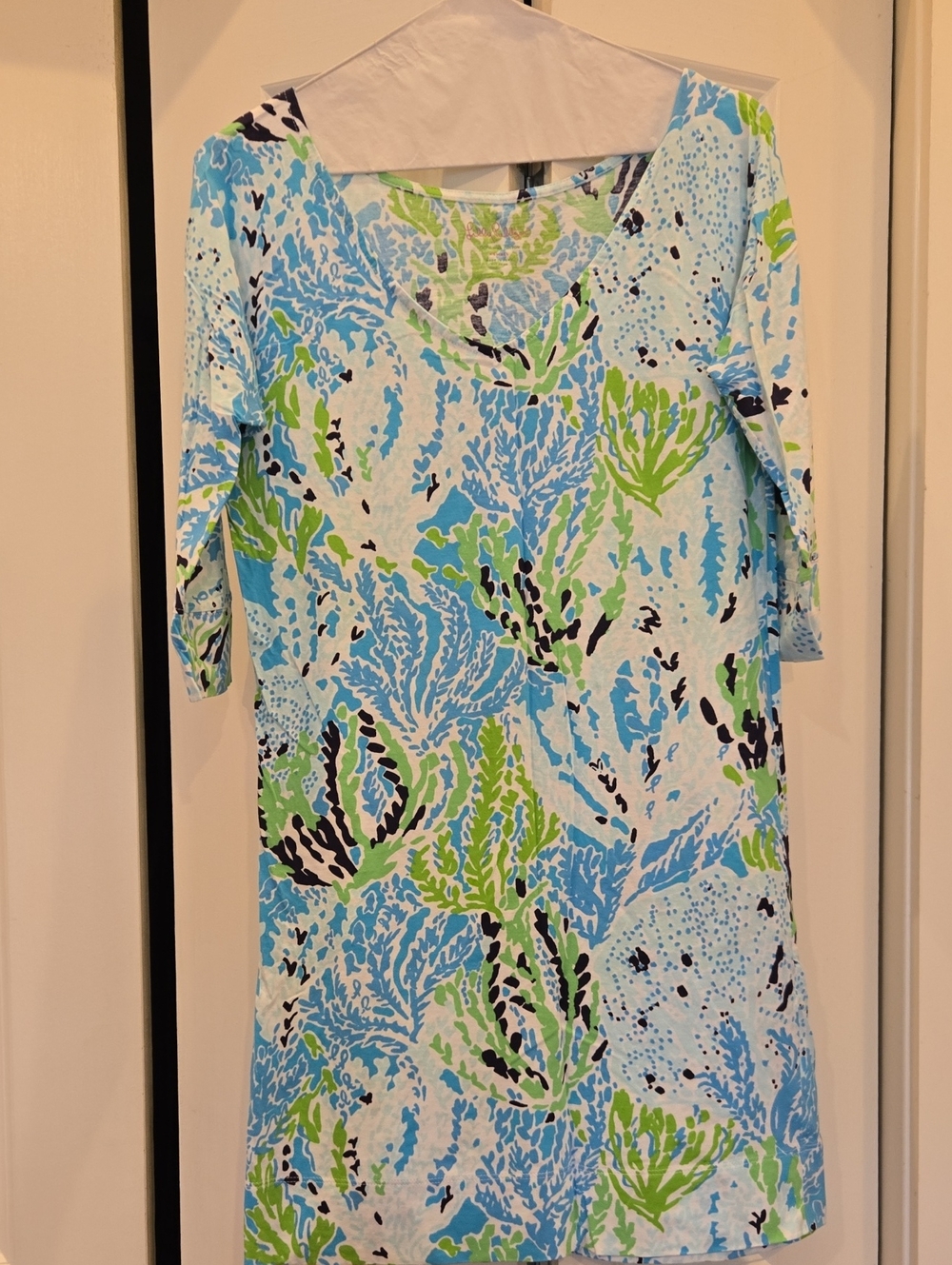 Lilly Pulitzer Blue & Green Printed V-Neck Swim Cover-Up